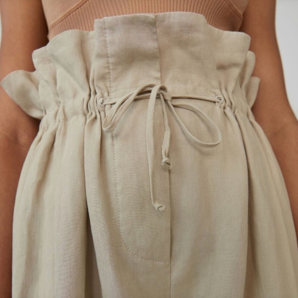 ACNE STUDIOS PAPER-BAG WAIST LINEN TROUSERS / SIZE 36